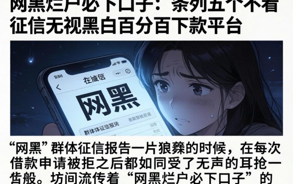 网黑烂户必下口子，条列五个不看征信无视黑白百分百下款平台