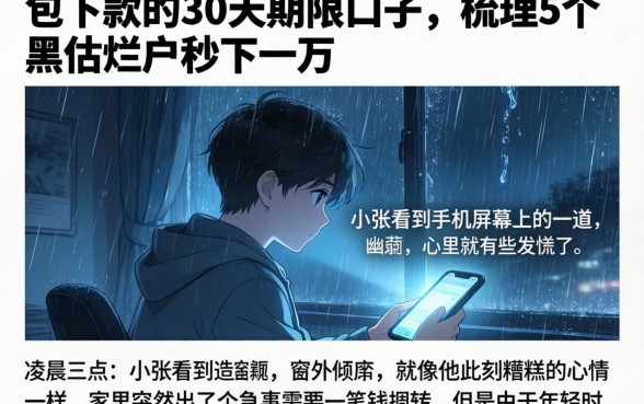 包下款的30天期限口子，梳理5个黑户烂户秒下一万