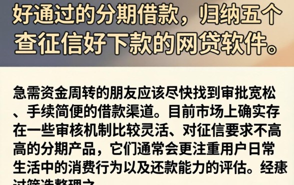 好通过的分期借款，归纳五个不查征信好下款的网贷软件