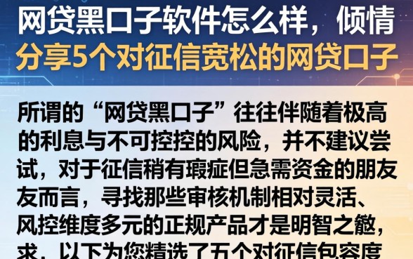 网贷黑口子软件怎么样，倾情分享5个对征信宽松的网贷口子