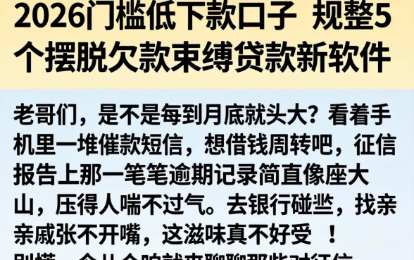 2026门槛低下款的口子，规整5个摆脱欠款束缚贷款新软件