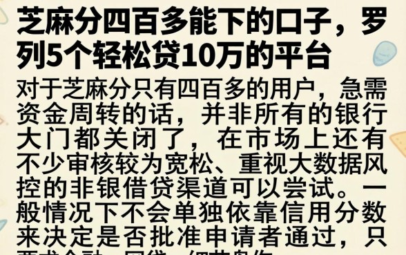 芝麻分四百多能下的口子，罗列5个轻松贷10万的平台
