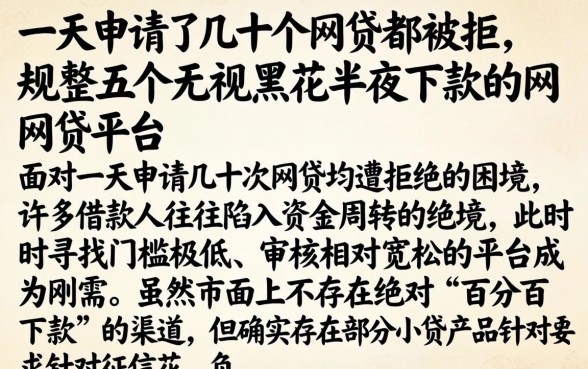 一天申请了几十个网贷都被拒，规整五个无视黑花半夜下款的网贷平台