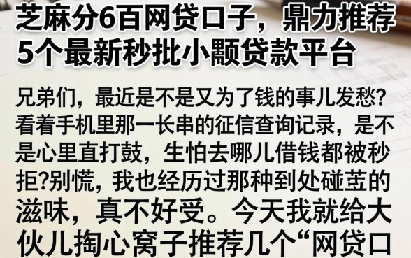芝麻分6百网贷口子，鼎力推荐5个最新秒批小额贷款平台