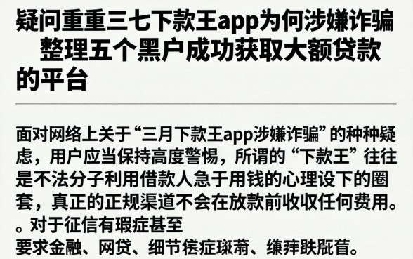 疑问重重三月下款王app为何涉嫌诈骗,整理五个黑户成功获取大额贷款的平台