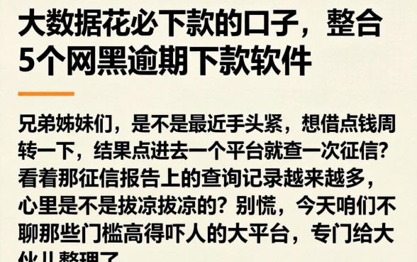 大数据花必下款的口子，整合5个网黑逾期下款软件