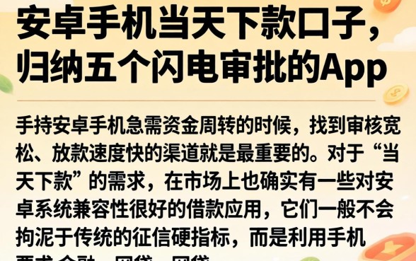 安卓手机当天下款的口子，归纳五个闪电审批的app
