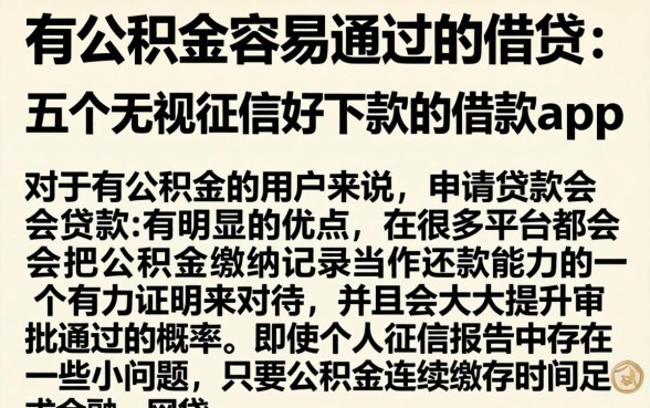 有公积金容易通过的借贷，详细阐述五个无视征信好下款的借款app