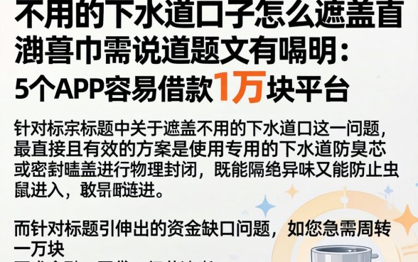 不用的下水道口子怎么遮盖，详尽说明5个APP容易借款1万块的平台