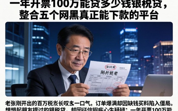 一年开票100万能贷多少钱银税贷，整合五个网黑真正能下款的平台