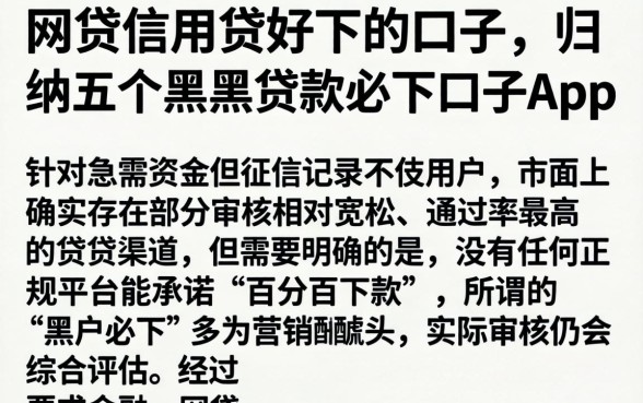 网贷信用贷好下的口子，归纳五个黑户贷款必下口子app