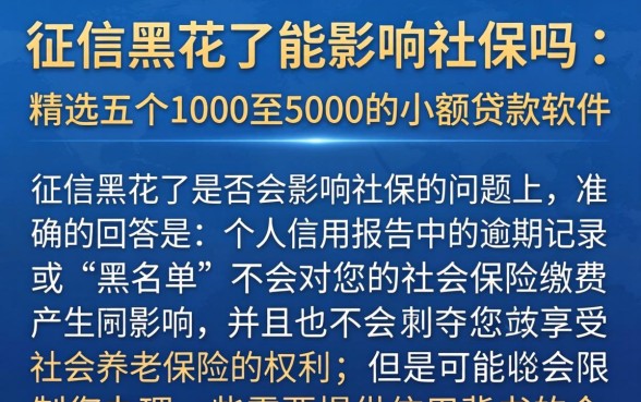 征信黑花了能影响社保吗，精选五个1000至5000的小额贷款软件