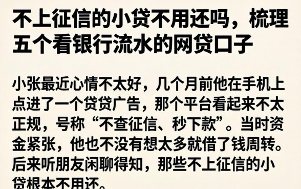 不上征信的小贷不用还吗,梳理五个看银行流水的网贷口子