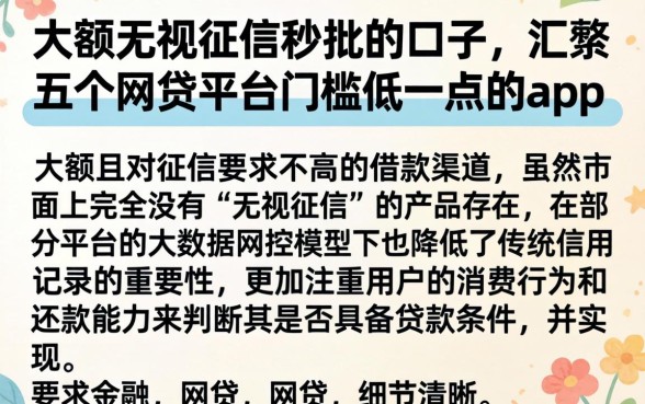 大额无视征信秒批的口子，汇整五个网贷平台门槛低一点的app