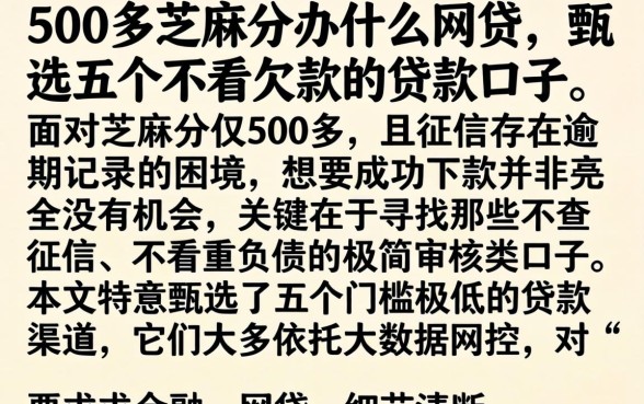 500多芝麻分办什么网贷，甄选五个不看欠款的贷款口子