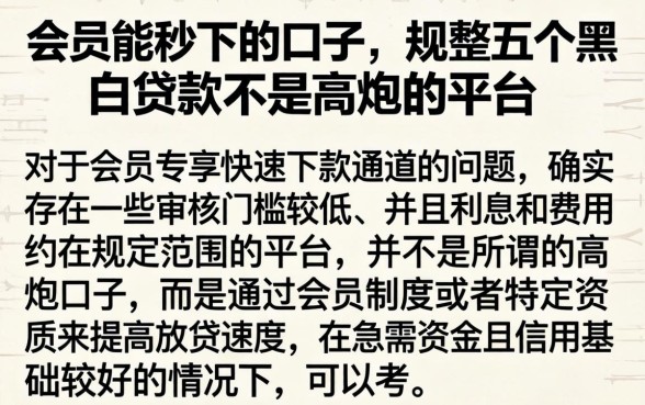 会员能秒下的口子，规整五个黑白贷款不是高炮的平台
