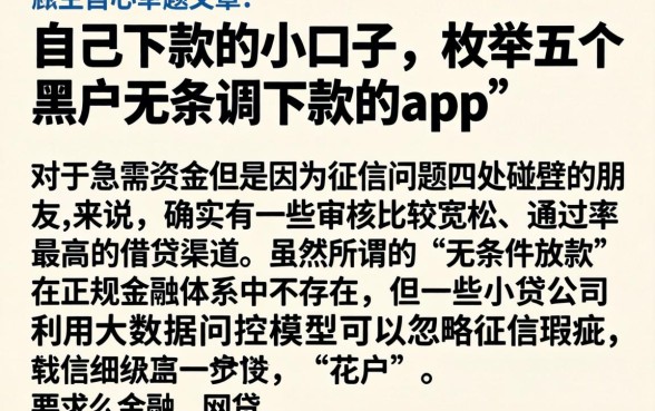 自己下款的小口子，枚举五个黑户无条件下款的app