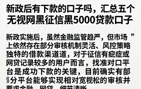 新政后有下款的口子吗，汇总五个无视网黑征信黑5000贷款口子