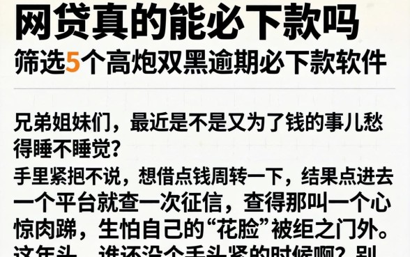 网贷真的能必下款吗，筛选5个高炮双黑逾期必下款软件