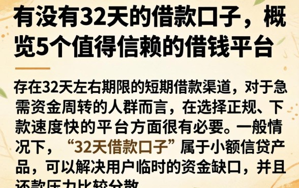 有没有32天的借款口子，概览5个值得信赖的借钱平台