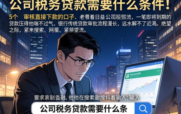 公司税务贷款需要什么条件，胪列5个不审核直接下款的口子