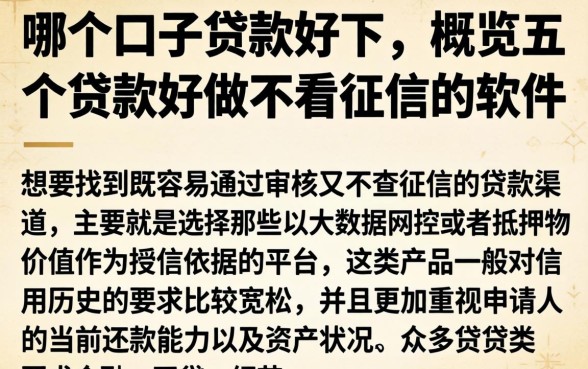 哪个口子贷款好下，概览五个贷款好做不看征信的软件