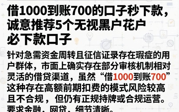 借1000到账700的口子秒下款，诚意推荐5个无视黑户花户必下款口子