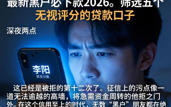 最新黑户必下款2026，筛选五个无视评分的贷款口子