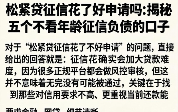 松紧贷征信花了好申请吗，揭秘五个不看年龄征信负债的口子