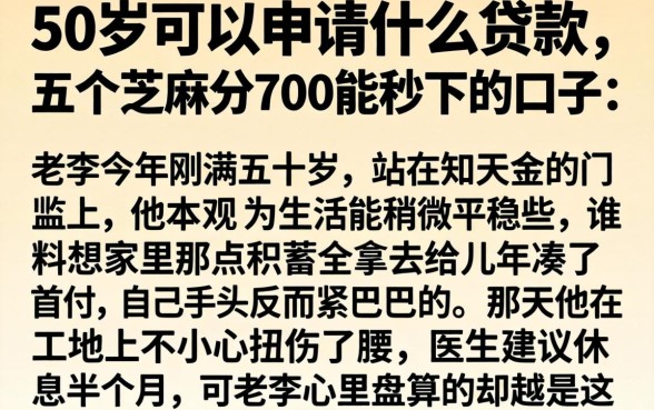 50岁可以申请什么贷款，归纳五个芝麻分700能秒下的口子