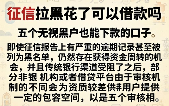 征信拉黑花了可以借款吗，详细阐述五个无视黑户也能下款的口子