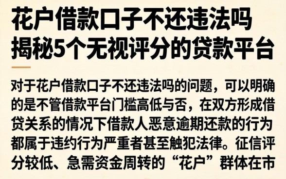 花户借款口子不还违法吗，揭秘5个无视评分的贷款平台