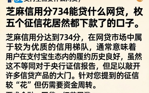 芝麻信用分734能贷什么网贷，枚举五个征信花居然都下款了的口子