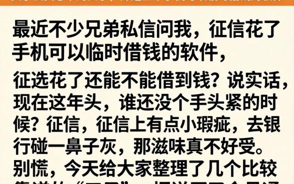 买了会员必下的口子，筛选五个手机可以临时借钱的软件