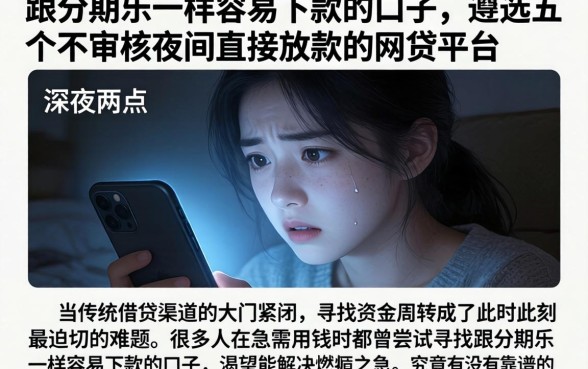 跟分期乐一样容易下款的口子，遴选五个不审核夜间直接放款的网贷平台