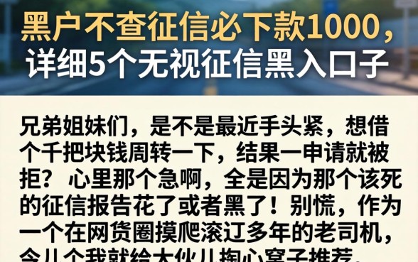 黑户不查征信必下款1000，详细阐述5个无视征信黑户口子