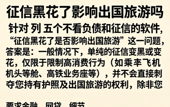 征信黑花了影响出国旅游吗，胪列五个不看负债和征信的软件