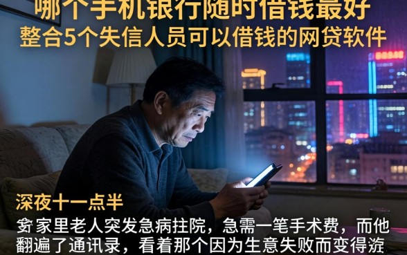 哪个手机银行随时借钱最好，整合5个失信人员可以借钱的网贷软件