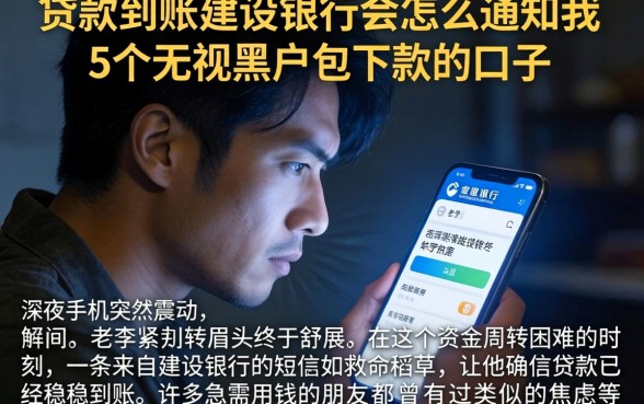 贷款到账建设银行会怎么通知我,胪列5个无视黑户包下款的口子