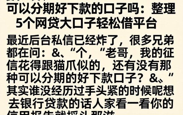 可以分期好下款的口子吗，整理5个网贷大口子轻松借平台