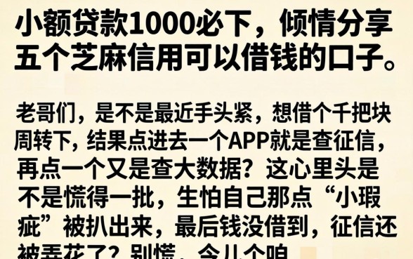 小额贷款1000必下,倾情分享五个芝麻信用可以借钱的口子