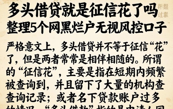 多头借贷就是征信花了吗，整理5个网黑烂户无视风控口子