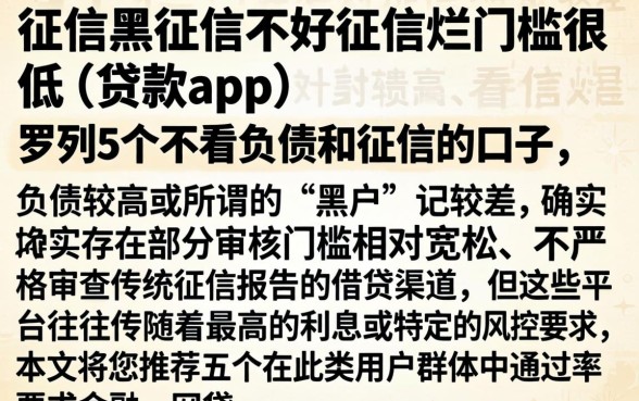 征信黑征信不好征信烂门槛很低的贷款app，罗列5个不看负债和征信的口子
