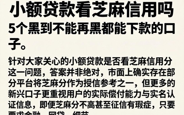 小额贷款看芝麻信用吗，详细阐述5个黑到不能再黑都能下款的口子