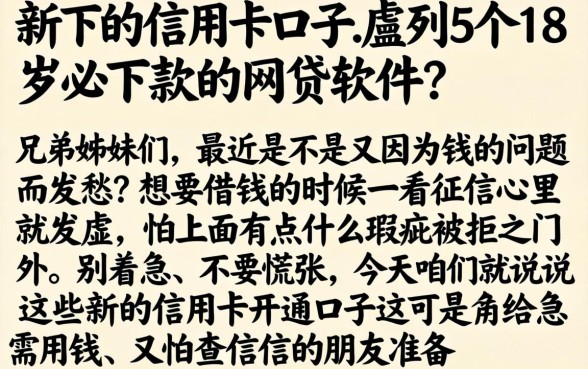 新下的信用卡口子，胪列5个18岁必下款的网贷软件