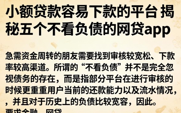 小额贷款容易下款的平台，揭秘五个不看负债的网贷app