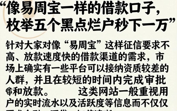 像易周宝一样的借款口子，枚举五个黑户烂户秒下一万