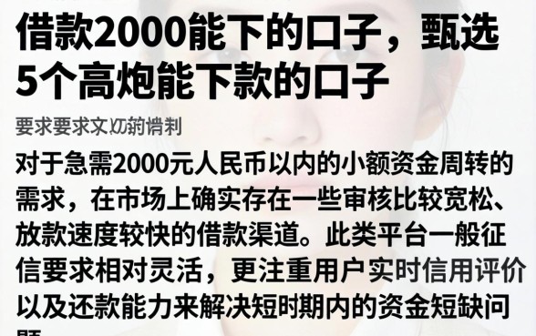 借款2000能下的口子，甄选5个高炮能下款的口子