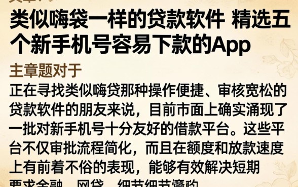 类似嗨袋一样的贷款软件，精选五个新手机号容易下款的app