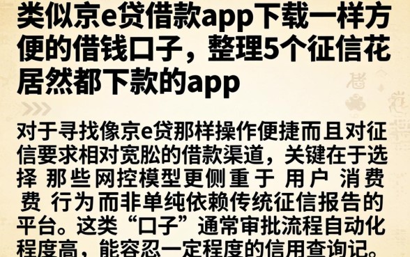类似京e贷借款app下载一样方便的借钱口子，整理5个征信花居然都下款的app